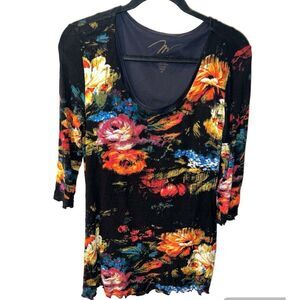 Miraclebody by Miraclesuit Tunic Top Shaping Womens M Artsy Floral Blouse modest